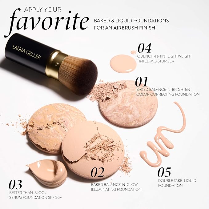 LAURA GELLER NEW YORK Retractable Airbrush Kabuki Brush for All Face Makeup & Foundation for Liquid, Cream and Powder Face Makeup With Aluminum Handle