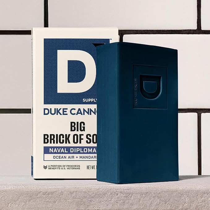 Duke Cannon Naval Diplomacy Big Brick of Soap - Ocean Air and Mandarin Scent - 10oz Bar Soap for Men Long -Lasting - Triple-Milled - Moisturizing with Natural Oils - Supports U.S. Veterans
