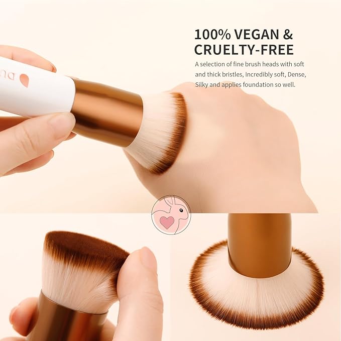 Foundation Brush 3pcs DUcare Flat Top Kabuki Brush Synthetic Professional Makeup Brushes Liquid Blending Mineral Powder Buffing Stippling