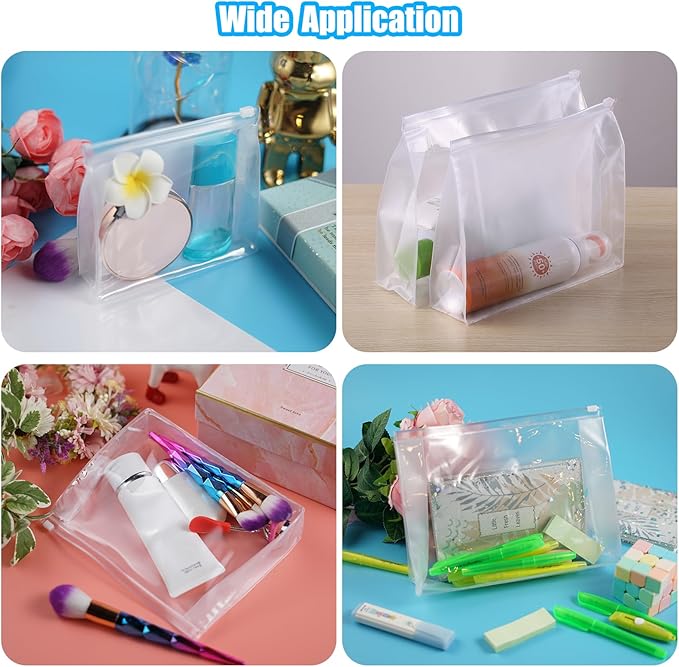 50 PCS Mini Clear Makeup Bag,Small Clear Zipper Pouch Travel Bag for Toiletries Plastic Cosmetic Organizer Waterproof，for Swimsuit Bikini Travel Vacation(8.6 x 6.8 x 2.2 Inch)