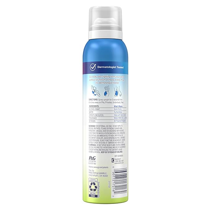 Secret Whole Body Deodorant for Women, Spray White Tea & Jasmine Scent, Aluminum Free Deodorant Spray, 72 HR Odor Protection, 3.5 oz