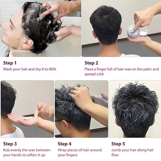Hair Wax Color, Black, Hair Wax Dye Hair Styling Clay 4.23 oz - Easy Washout Black Hair Color Wax for Halloween Party, Cosplay