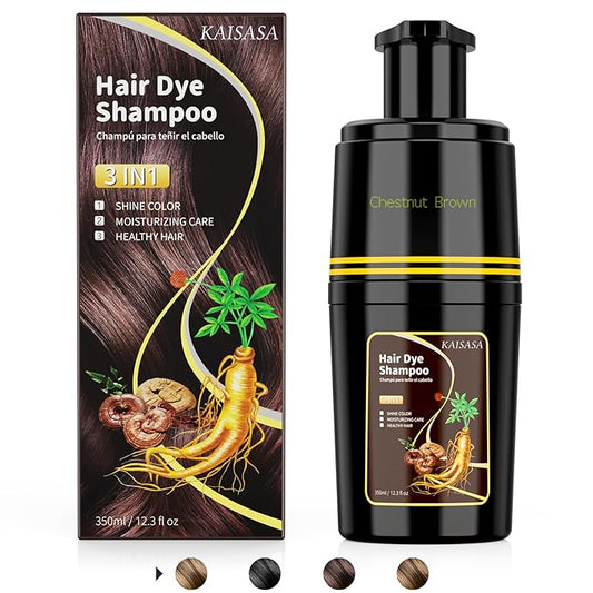 Hair Dye Shampoo 3 in 1, Hair Color Shampoo for Cover Grey Hair, Natural with Herbal Ingredient for Men and Women (Chestnut Brown)