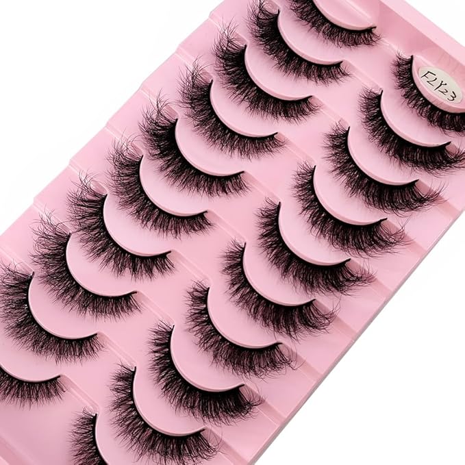 HBZGTLAD New 10 Pairs 3D Mink Lashes False Eyelashes Handmade Wispy Fluffy Long Lashes Natural Eye Makeup Tools Eye Lashes(Fly-23)