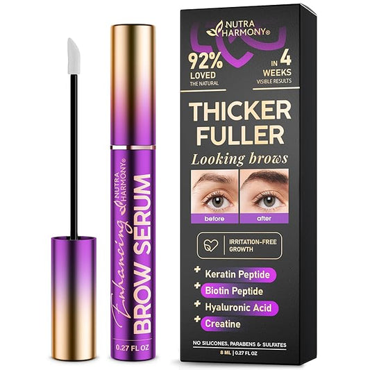 Brow Serum for Eyebrow Growth – Pro Growth Treatment with Keratin & Biotin Peptides – Hyaluronic Acid, Creatine & Castor Oil – No Prostaglandins, Vegan & Non‑Irritating for Fuller, Thicker Brows, 8ml