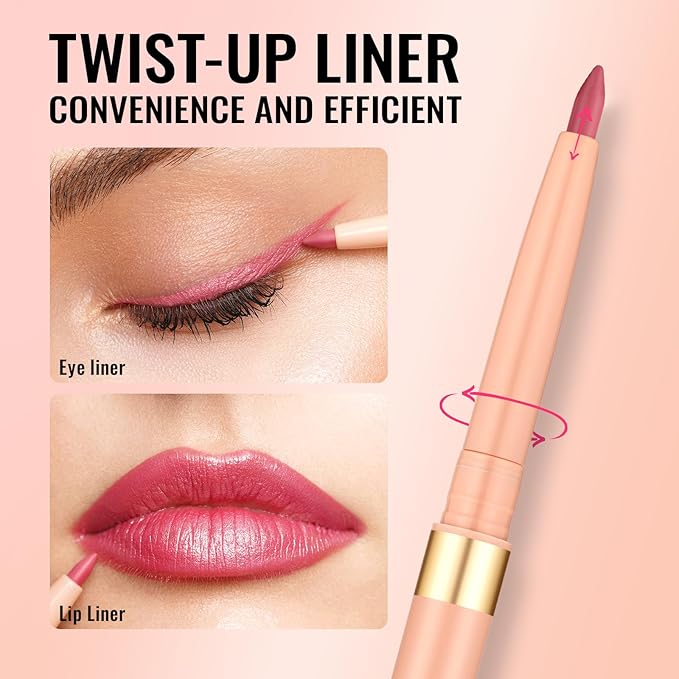 Oulac Waterproof Lipliner Pencil Set - Smooth and Creamy, Retractable Lip Makeup for Precision Application, Vegan & Cruelty-Free