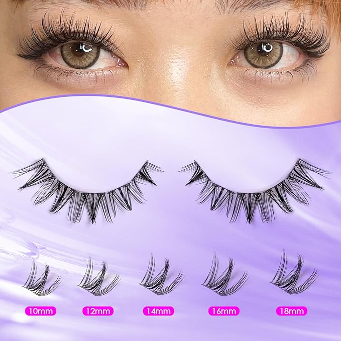 Ocean Pearl Lash Clusters Kit 154pcs,Eyelashes,spike-effect cluster lashes,10-18mm manga/anime-inspired lashes clusters,DIY Cluster Eyelash Extensions kit with lash bond+seal+remover+tweezers-M31+M34
