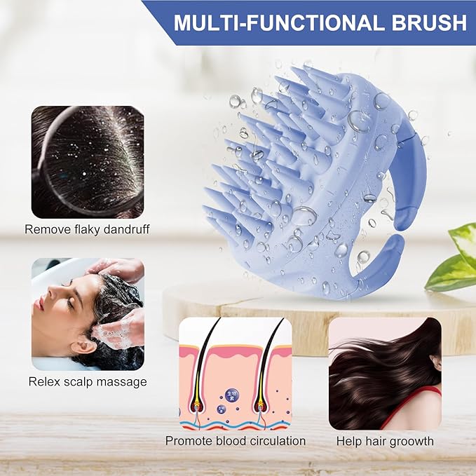 SetSail Hair Scalp Massager Shampoo Brush, Soft Silicone Hair Scalp Scrubber with Ergonomic Handle Dry and Wet Use Hair Scalp Brush for Hair Growth, Dandruff Removal, Blood Circulation for Women Men