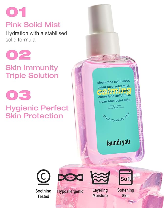 Clean Face Solid Gel-To-Mist Hydrating Spray Serum for Redness Relief & Soothing Irritated Skin Lightweight Moisturizing Facial Mist for Sensitive Skin Korean Skin Care (3.38 fl oz)