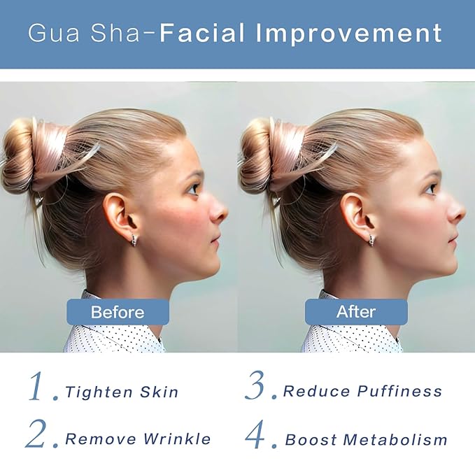 Gua Sha Facial Tools, Jade Guasha Tool for Face & Eye Gua Sha Stone for Puffiness Reducing & Jawline Sculpting Face Stone Gua Sha Tools for Skin Care Woman GuaSha Stone Tool, Blue