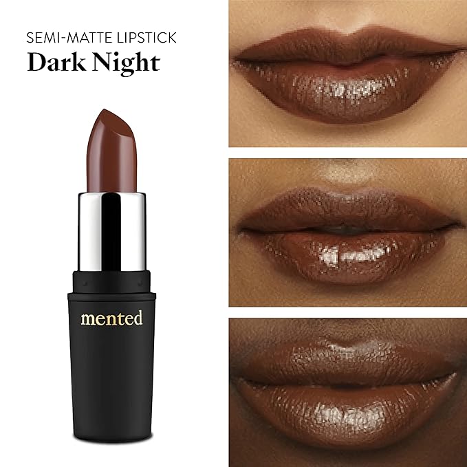 Mented Cosmetics Nude Lipstick for Women, Semi-Matte Long-Lasting Lip Stick, Moisturizing Vegan, Paraben & Cruelty-Free, Enhances All Complexions, Perfect for Everyday Makeup, Dark Night