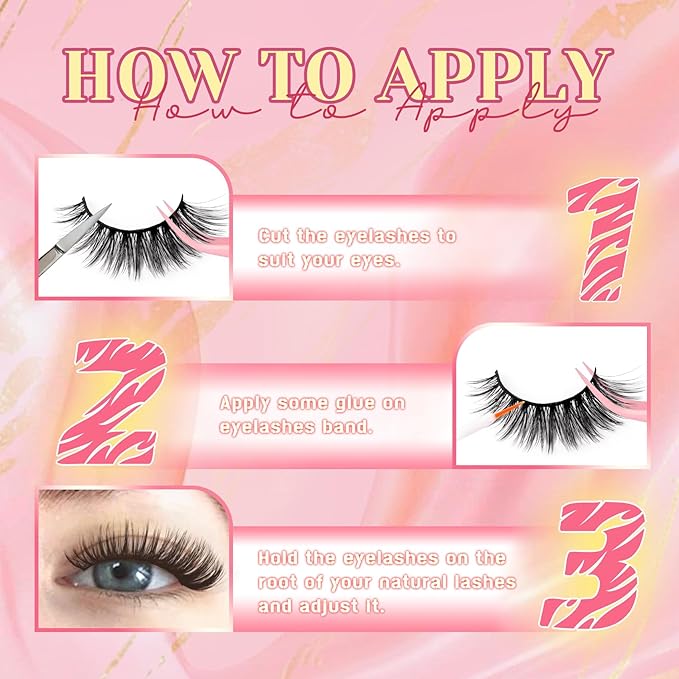 Ahrikiss Lashes Fluffy False Eyelashes Cat Eye Lashes 8 Pairs Faux Mink Lashes Full Strip Lashes Kit with Lash Glue and Lash Tweezers Soft Fake Lashes Lightweight Eyelashes (Fancy)