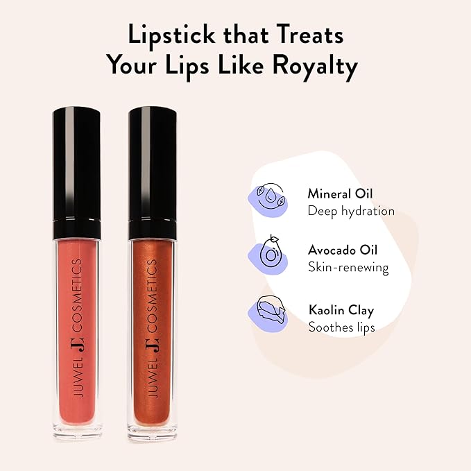 Juwel Cosmetics Luscious Matte Liquid Lipstick, Natural Long Lasting Lipstick with Avocado Oil & Kaolin Clay, Hydrating Mineral-Based Lip Color, Cruelty-Free & Lead-Free, Aspen