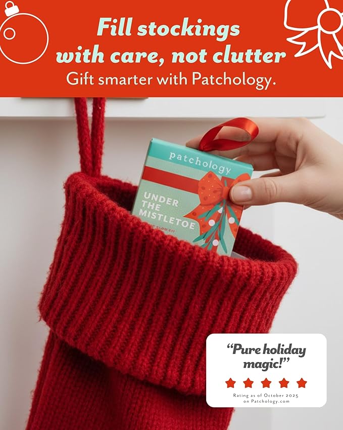 Patchology Under the Mistletoe Holiday Gift Set – Stocking Stuffer with Lip Plumping Gloss & Hydrating Under-Eye Patches for Glowing Skin & Kissable Lips (Limited Edition)