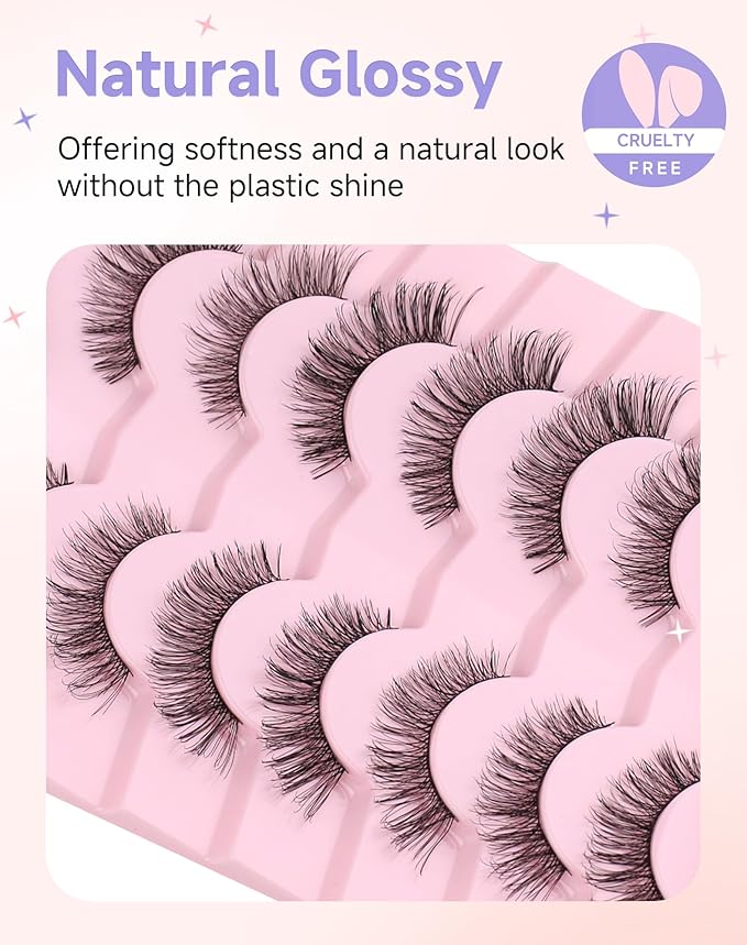 Natural Lashes Natural Eyelashes Natural Look Wispy Lashes Mink Lashes False Eyelashes Fake Eyelashes C Curl Lashes Strip Lashes Bright-03