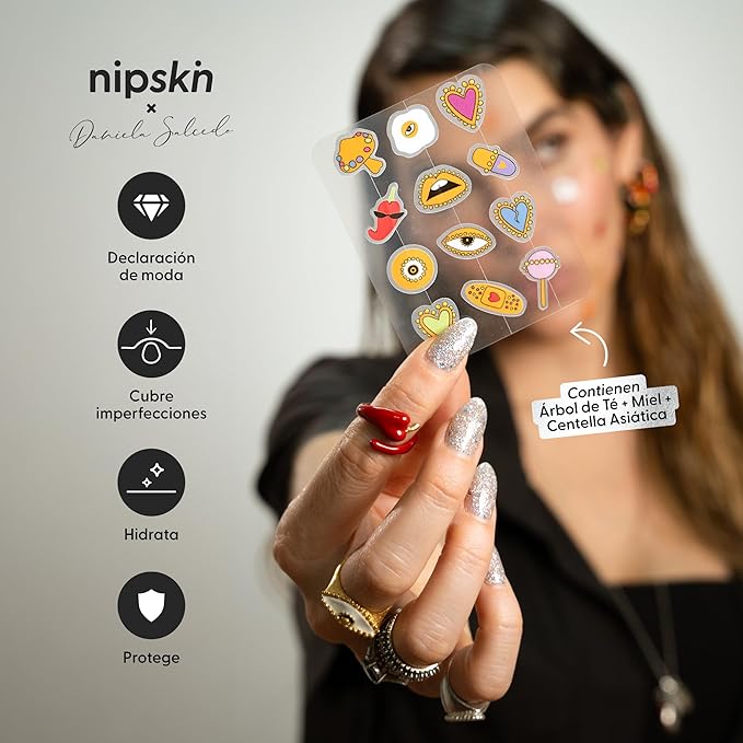 NIPSKIN Stick-On Face & Body Art Patches – Daniela Salcedo Collection - Jewel-inspired Design Pore Strip – Sweat-Proof, Soft on Skin – 24 Patches