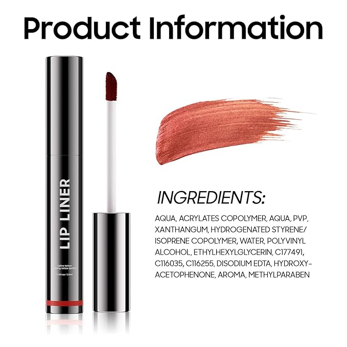 Lip Stain Peel Off - Lip Liner Long-wear & Waterproof Moisturizing Lip Stain with Matte Finish, Transfer-Proof, Non-Stick Cup Lip Tint Stay On All Day (Rose)
