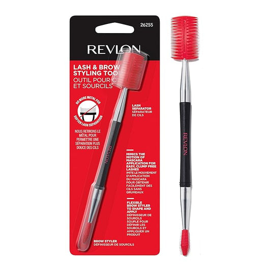 Revlon Lash & Brow Styling Tool, Dual Ended Eyelash Separator & Eyebrow Brush Spoolie, Works with Mascara, Stocking Stuffer for Women, 1 count