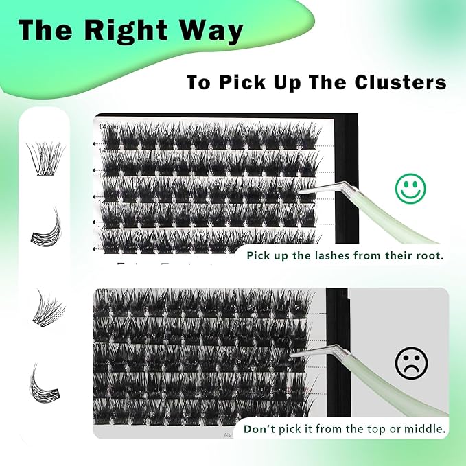 Bodermincer 120 Clusters D Curl Black 14-16-18-20mm Mixed Wide Cluster False Eyelash Individual Cluster EyeLashes Grafting Fake False Eyelashes Eyelash Extension (Black 14-16-18-20mm Mixed)