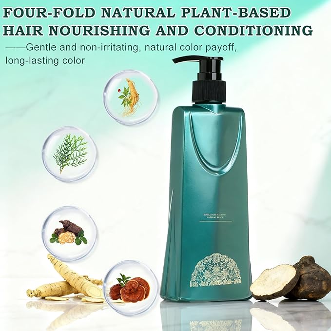 Mild Formula Long Lasting Hair Dye Set, Plant-Based Hair Color, New 3 In1 Shampoo Hair Dye, Single Agent Hair Dyeing Cream, Nourishing, Natural, Long-Lasting Shampoo for Gray Coverage (Chestnut Brown)