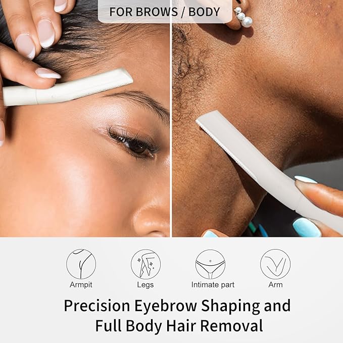 Precision Dermaplane Razor, Face Razors for Women and Men, Eyebrow Razor, Dermaplaning Tool, Peach Fuzz Remover, Skin-friendly Microblades with Protective Cap