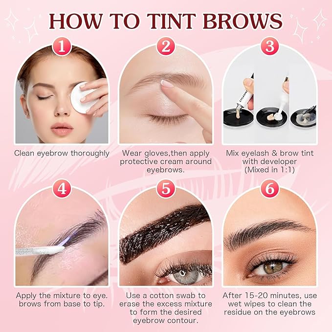 Eyelash & Eyebrow Color Kit,2 in 1 Professional Lash & Brow Color Kit Lash Color Kit with Brush Long Last Effect Up to 6 weeks,Natural,Safe & Easy Natural Brows Color DIY at Home (Black and Brown)