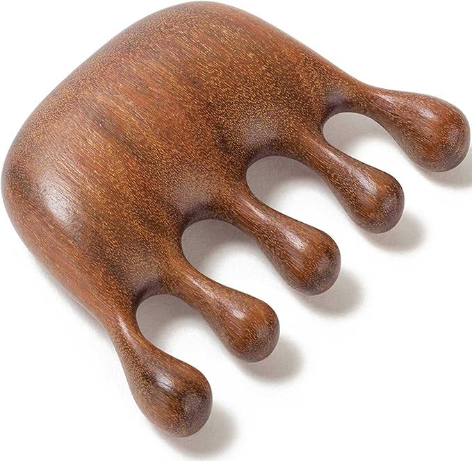 Wooden Scalp Massager for Scalp Gua sha, Massage Comb, Wooden Head Massager - Sandalwood