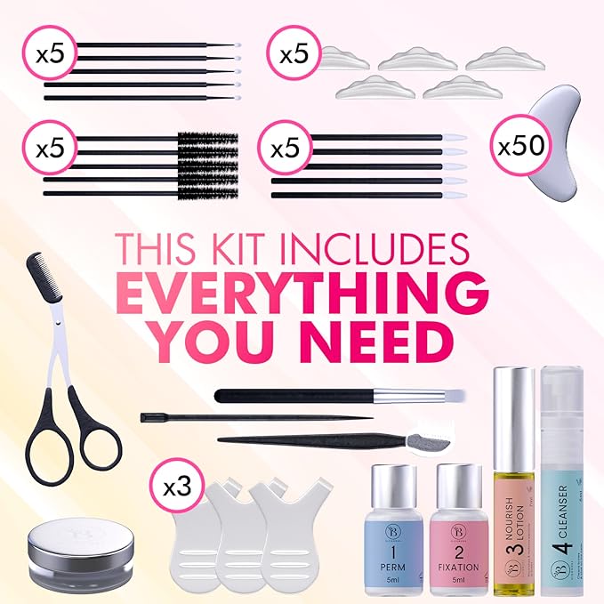 Lash Lift Kit & Eyebrow Lamination Kit, 2-in-1 Solution, At-Home Brow Lamination, Beginner/Professional, Eyelash Lift, Lasts 6-8 Weeks, 15 Applications, DIY Brow & Lash Perm - BLK3