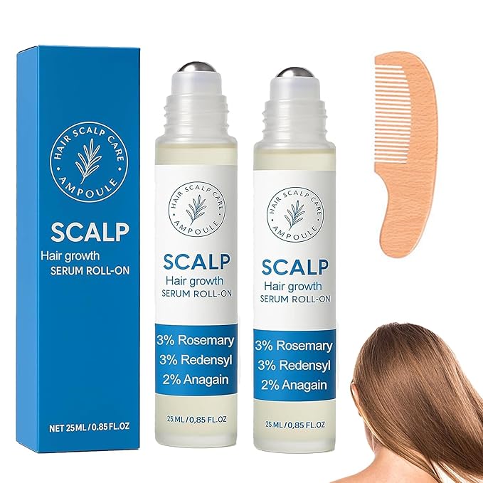 Hair Growth Roll On, Rosemary Hair Growth Serum Roll On, Advanced Hair Growth Roll-On Serum, Thicker & Stronger Hair, Nourishes Scalp & Roots for All Hair, Women and Men (2pcs)