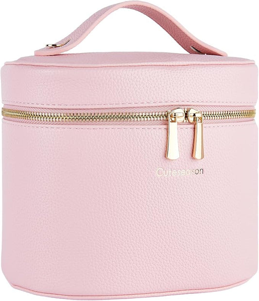 Makeup Bag, Toiletry Bag with Removable Zippered Inner Pocket, Portable Cosmetic Bag, Makeup Organizer for Woman.Travel Make up Case (Pink)