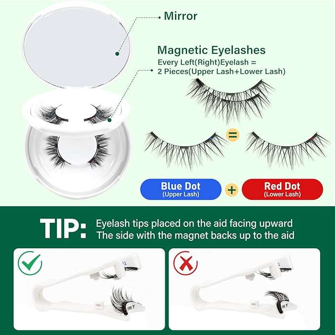 KEYYOU Reusable Magnetic Eyelashes 2 Pair with Applicator No Glue Needed 3D Natural Magnetic Lashes, Easy to Apply & Long Lasting for Daily Use & Events(A06+A06)