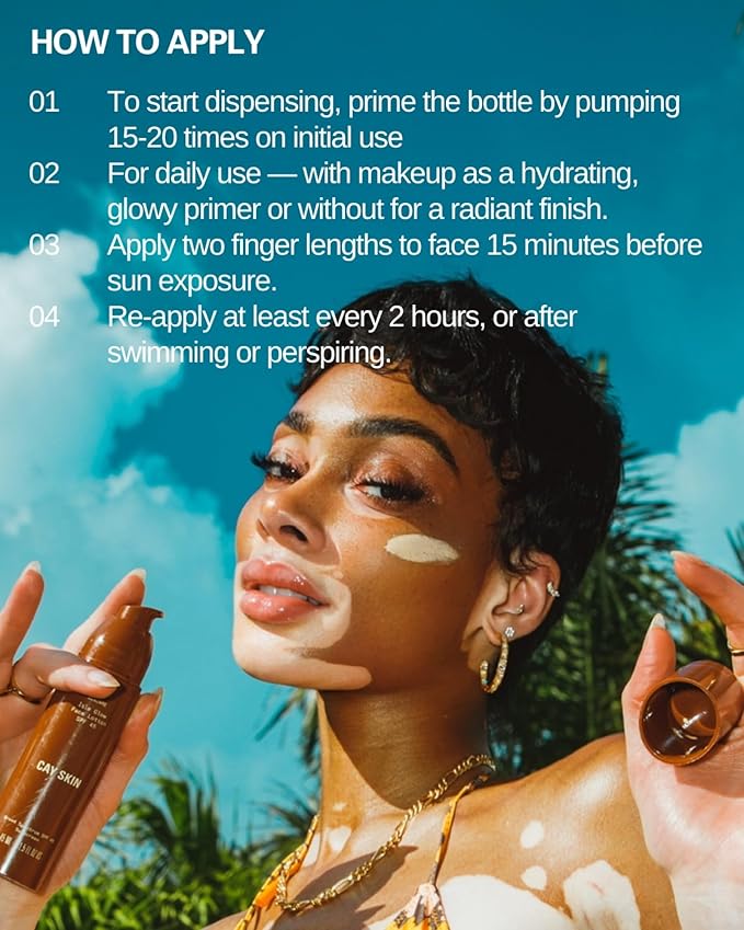 Cay Skin Isle Glow Face Moisturizer SPF 45 – Illuminating Moisturizer, Broad Spectrum Sunscreen + Makeup Primer – Lightweight, Pearlescent Formula with Radiant Finish for All Skin Types – 3-Pk, 1.5 oz