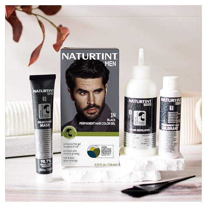 Naturtint Mens Permanent Hair Color for Hair Beard and Mustache (1N Black)