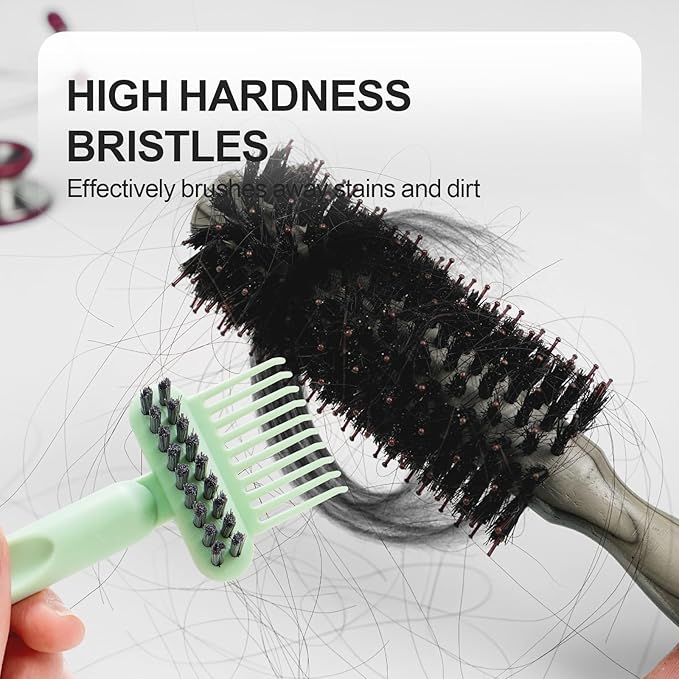 Hair Brush Comb Cleaning Tool Comb,2-in-1 Hair Brush Cleaner Tool, Portable Remover Rake for Removing Hair Dust, Home and Salon Use (Green)