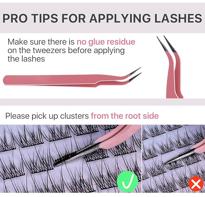 Lash Clusters Kit Eyelash Clusters Individual Lash Extension Kit 240 Pcs D Curly Cluster Lashes DIY Eyelash Extension Kit with Lash Bond and Seal Tweezers Brushes(80D Kit 10-16mm)