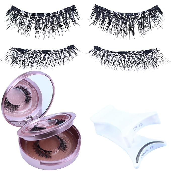 LAUBESS Magnetic Eyelashes with Applicator 2 Pair No Glue Needed Natural Look Magnetic Lashes Easy to Wear and Remove(L01/L03)