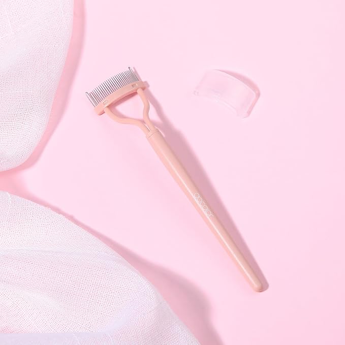 Docolor Eyelash Comb Eyelash Separator Mascara Applicator Eyelash Definer with Comb Cover Pink