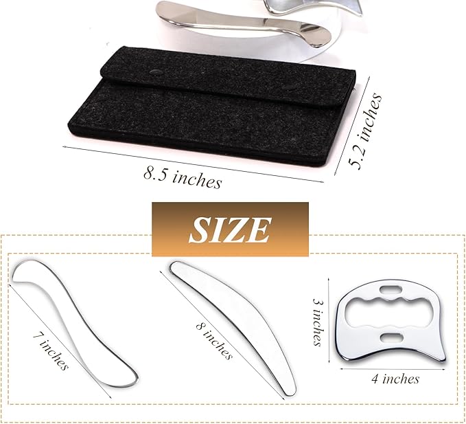FeelFree Sport 3 in 1 Muscle Scraper Tool-Gua Sha Scraping Tool Physical Therapy Massage Tool-Soft Tissue Mobilization for Back, Legs, Arm (A+D+S)