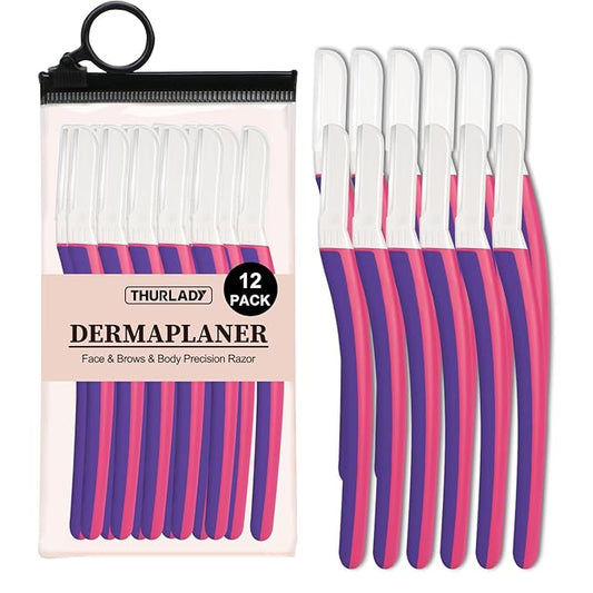 Dermaplane Razor for Women Face, Eyebrow Razor, Face Razors for Women, Dermaplaning Tool, Travel Essentials, (12 pcs, Fuchsia)