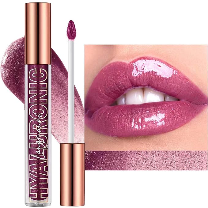 Purple Lip Gloss Lip Plumper Gloss Tinted Glitter Lipgloss Lip Oil Teens Moisturizing High Shine And Vegan Plumping Lip Gloss For Women Long-Lasting Dry Lip Care (07# Purple)