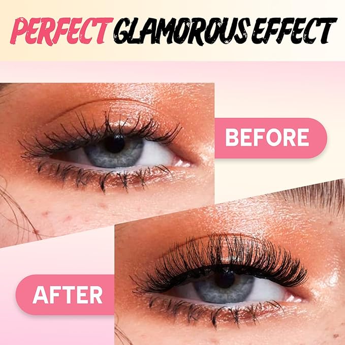 Ahrikiss Russian Strip Lashes That Look Like Extensions D Curl Fluffy False Eyelashes 10 Pairs Wispy Natural Fake Lashes Pack Fluffy 3D Volume Fake Lashes (D02)
