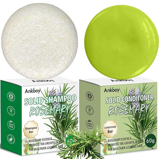 2 Pack Rosemary Oil Shampoo Bars and Conditioner Set,Bar Shampoo and Conditioner for Men and Women, Strengthens Hair, Thickens Strands, Controls Oil, Supports Scalp Health, Reduces Hair Loss