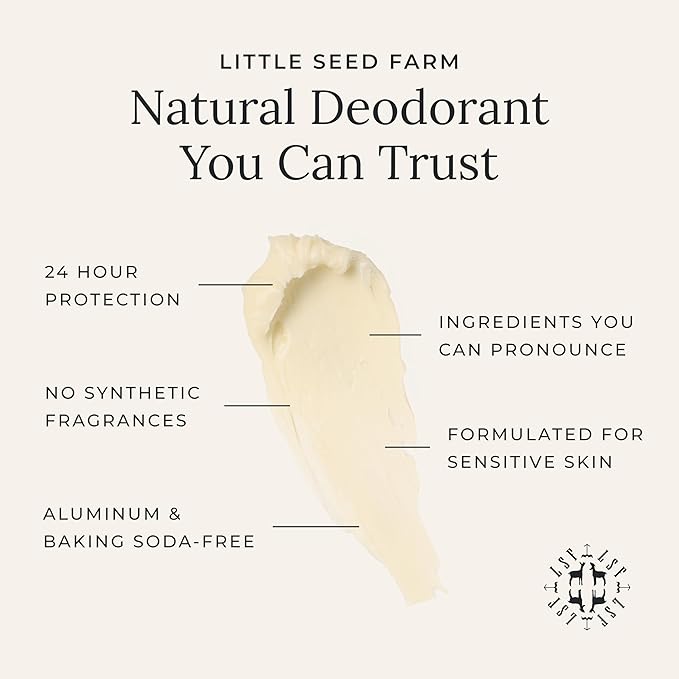 Little Seed Farm All Natural Deodorant Cream - Grapefruit Lemon - Aluminum Free Deodorant for Women or Men, Net Wt. 2.4oz | 68g