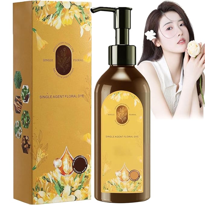 Nourishing Plant-Based Hair Color,Single Agent Floral Dye,Long Lasting Natural HairDye Shampoo,Plant Single Dose Floral Fragrance Dye,Plant Based HairDye for Gray Hair Coverage Women (Dark Brown)