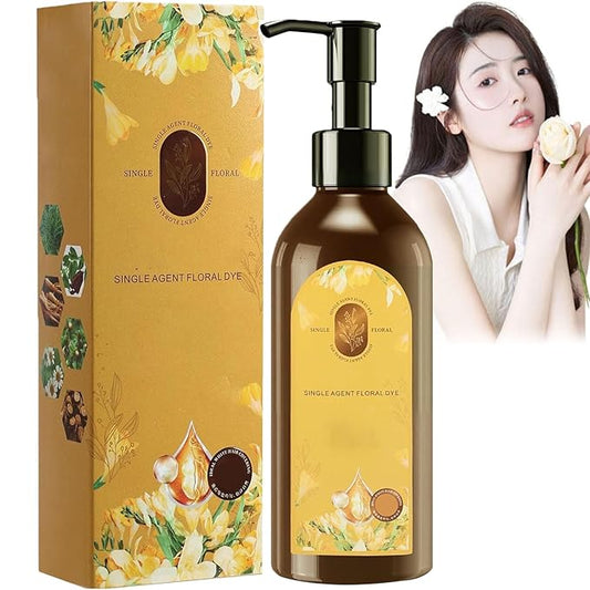 Nourishing Plant-Based Hair Color,Single Agent Floral Dye,Long Lasting Natural HairDye Shampoo,Plant Single Dose Floral Fragrance Dye,Plant Based HairDye for Gray Hair Coverage Women (Dark Brown)