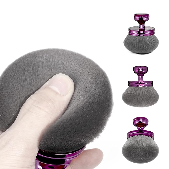 Blend & Blur Extra Large Body Makeup Brush for Self Tanner,Leg Makeup & Bronzer Self Tan Applicator, 3.2inch Wide Round Head Kabuki Brush For Application with Drawstring Bag (Purple)