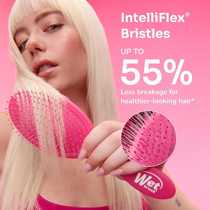 Wet Brush Mini Detangler Hair Brush, Cream (Iridescence Icon), Detangling Travel Hairbrush, Ultra-Soft IntelliFlex Bristles Glide Through Tangles with Ease, Pain-Free, All Hair Types, Limited Edition