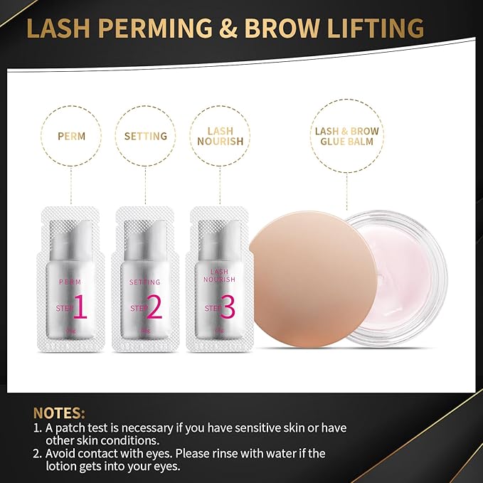 Lash Lift Kit by DONG RHYME - Professional Eyelash Perm Kit Sturdy Result, Small Disposable Packages(5 Pcs) Eyelash Lift Kit with Harmless Ingredients, Newbie Friendly Brow lamination Kit at Home Use
