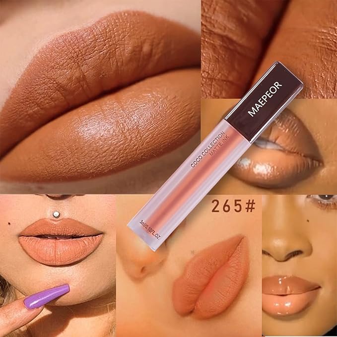 MAEPEOR Matte Liquid Lipstick Set 5 Colors High-pigmented Smooth Creamy Lipstick Long-lasting Non-Stick Cup Not Fade Lip Combo Set for All Skin