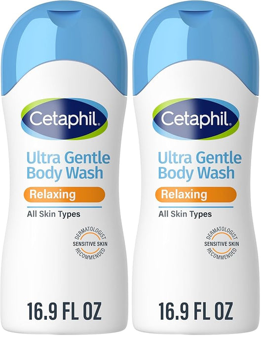 Cetaphil Ultra Gentle Refreshing Body Wash, For Dry to Normal, Sensitive Skin, 16.9oz, with Aloe Vera, Calendula, Vitamin B5, Hypoallergenic, Fragrance Free, Dermatologist Tested (Pack of 2)